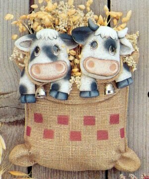 cows on burlap wall sack