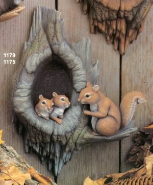 squirrel family w/log squirrel family w/log