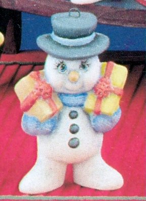 snowman with gift ornament snowman with gift ornament