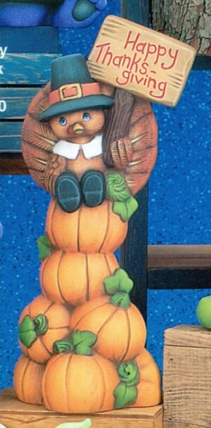 turkey on pumpkin stack