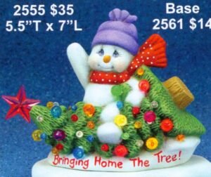 bringing home the tree snowman