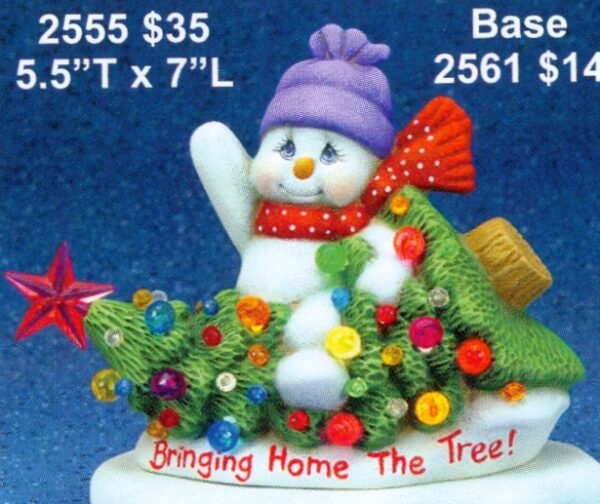 bringing home the tree snowman